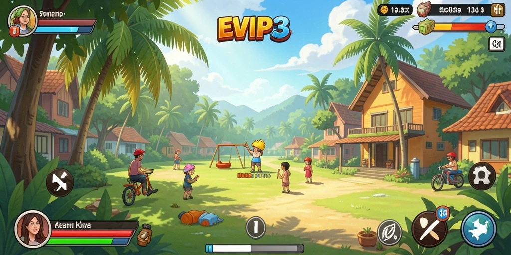 Tampilan menarik dari gameplay <strong>EVIP3</strong> yang penuh warna.
