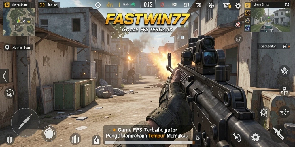 Screenshot menunjukkan aksi intens di pertempuran FASTWIN77.