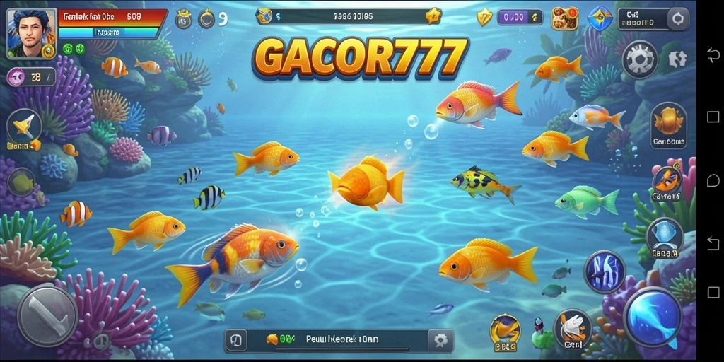 Screenshot gameplay GACOR777 menampilkan aksi seru menangkap ikan.