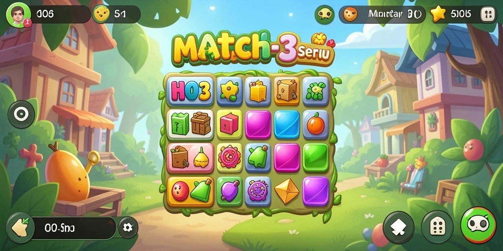 Tangkapan layar dari gameplay seru HO3 dalam kategori Match-3.