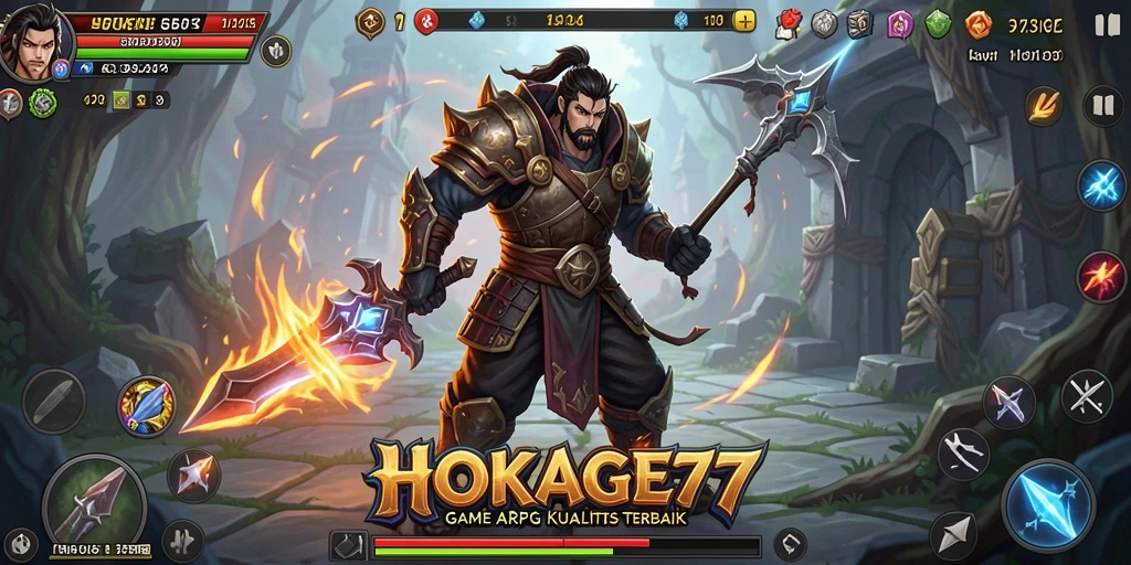 Screenshot gameplay HOKAGE77 menampilkan pertarungan aksi yang mendebarkan.