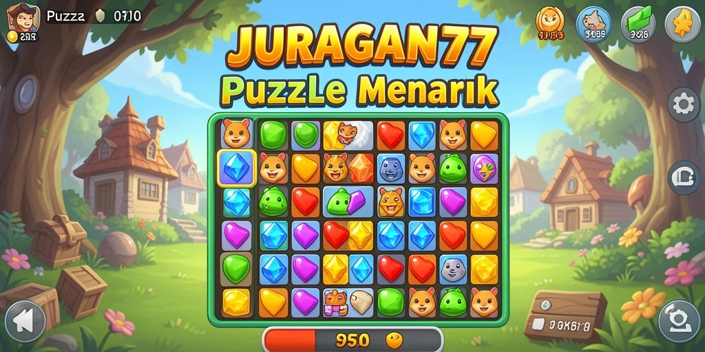 Screenshot JURAGAN77 menampilkan gameplay seru dan menarik dari permainan Match-3.