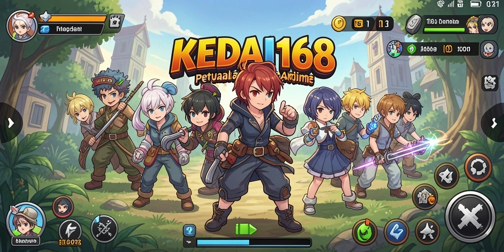 Tampilan gameplay menakjubkan dari KEDAI168 dengan karakter anime yang beraksi.