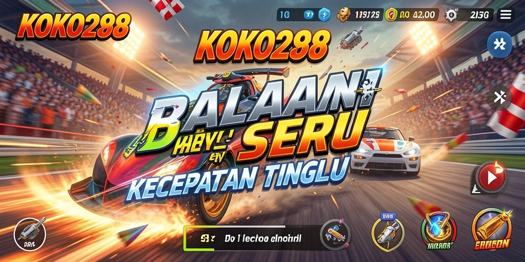Tampilan gameplay KOKO288 yang menegangkan di lintasan balap.