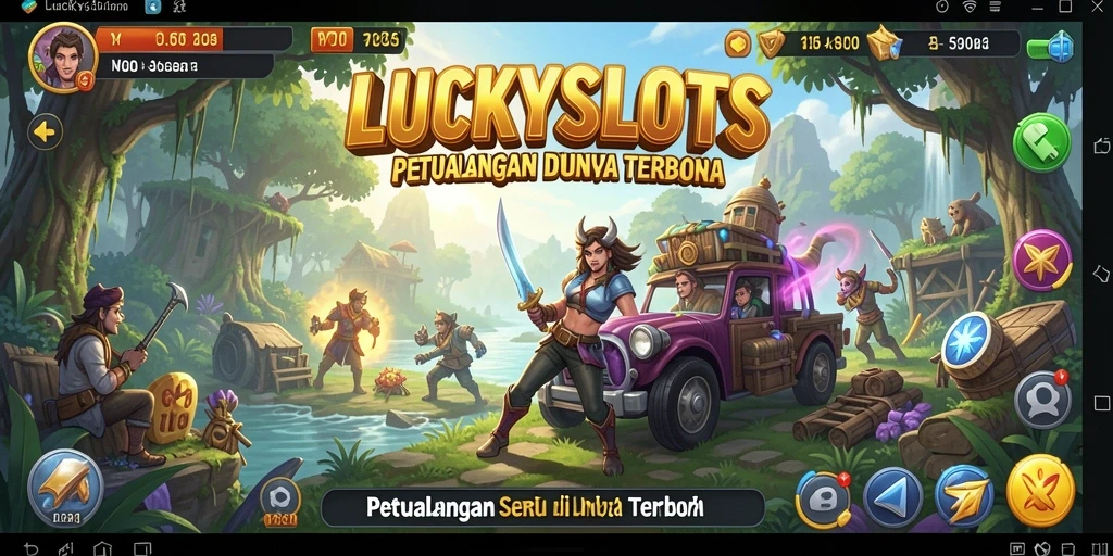 Screenshot gameplay LUCKYSLOTS menampilkan aksi eksplorasi Open World yang menarik.