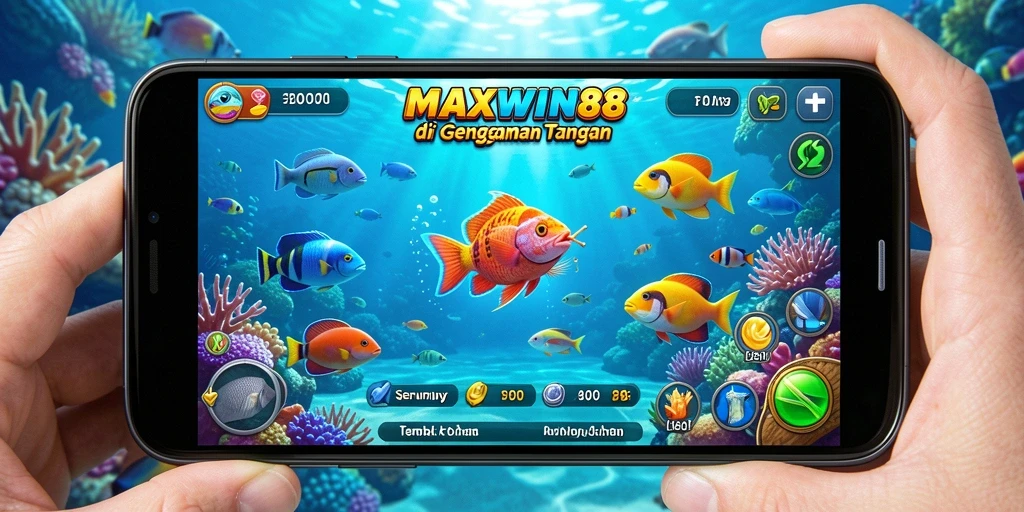 Screenshot gameplay MAXWIN88 menampilkan aksi seru Tembak Ikan di lautan.