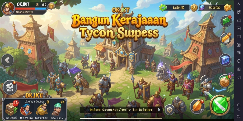 Tampilan gameplay menarik dari OKJKT yang menunjukkan manajemen bisnis.