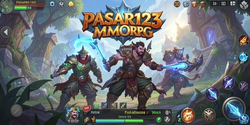 Screenshot utama PASAR123 menampilkan aksi seru dalam dunia MMORPG.
