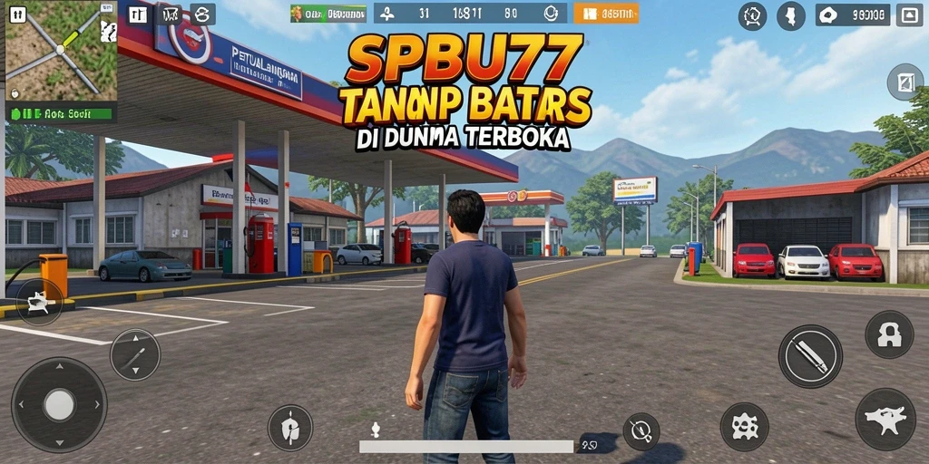 Gameplay SPBU77 menampilkan eksplorasi luas dengan grafis memukau.