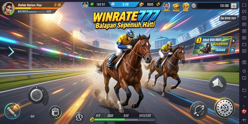 Tampilan gameplay seru dari WINRATE777 dengan balapan yang mendebarkan.